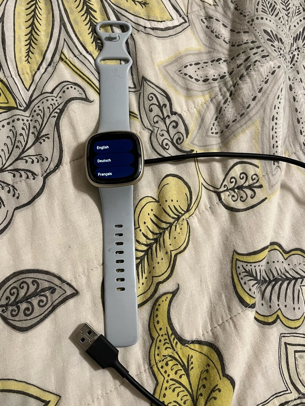 fitbit Versa-style Smartwatch in Light Blue-Gray Silicone Band
